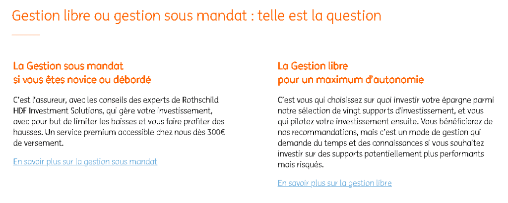 Les deux modes de gestion de ING Direct Vie