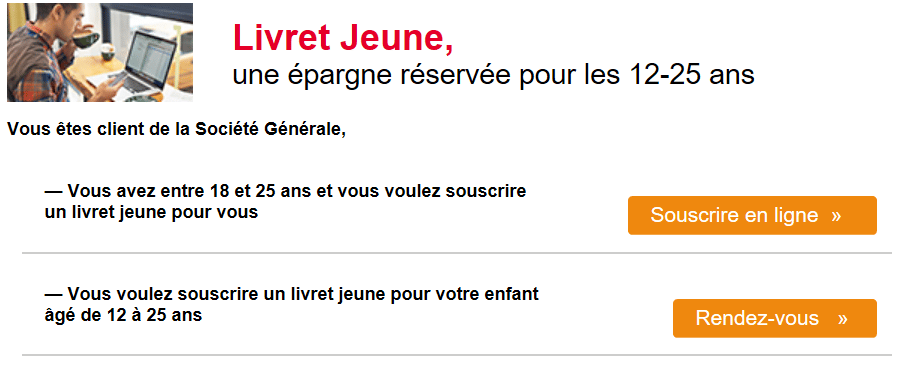 Démarches pour ouvrir un livret jeune Société Générale