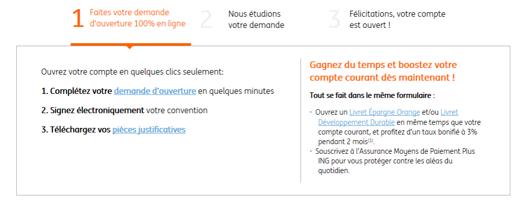 étapes d'ouverture de compte ING Direct