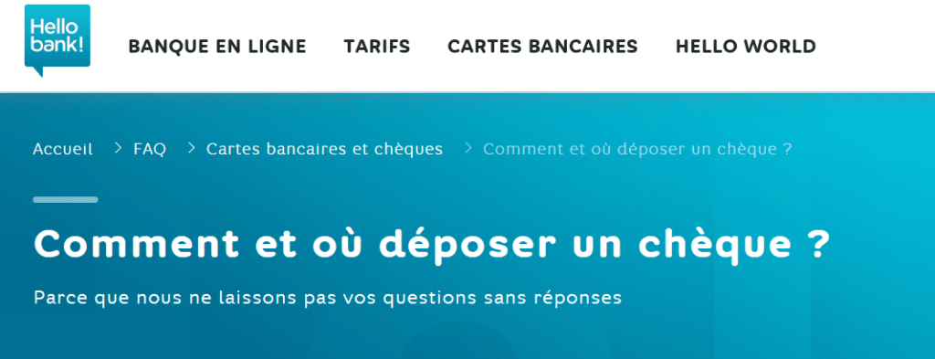 chèques Hello bank!