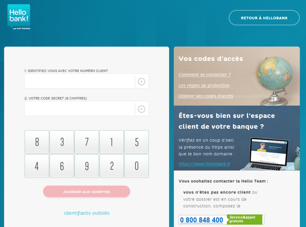 Editer un RIB Hello bank! via le site internet