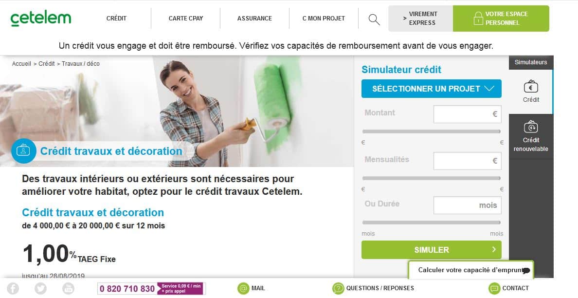 pret travaux cetelem