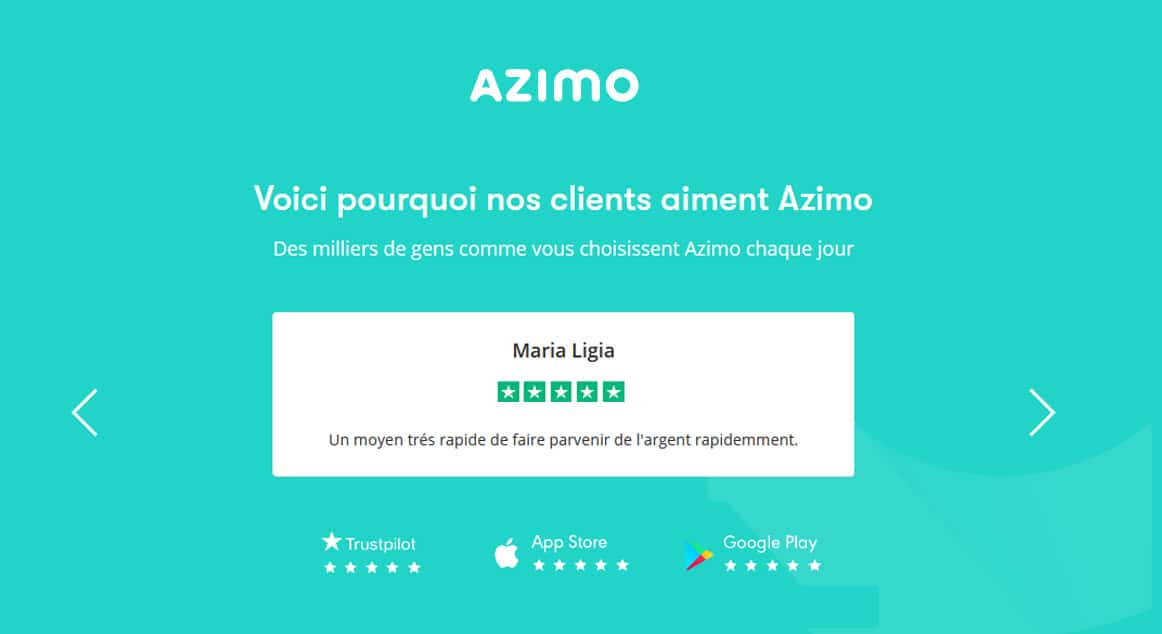avis clients sur Azimo