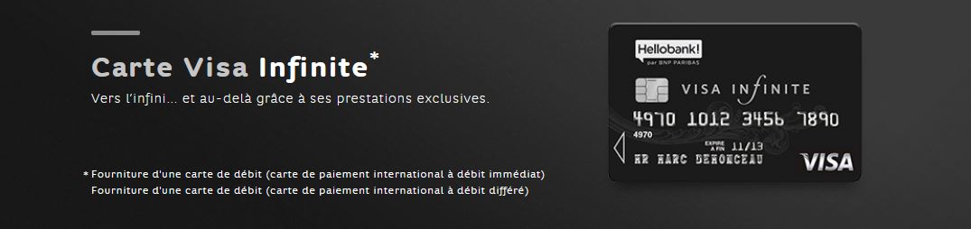 Visa Infinite Hello bank! conditions compte joint