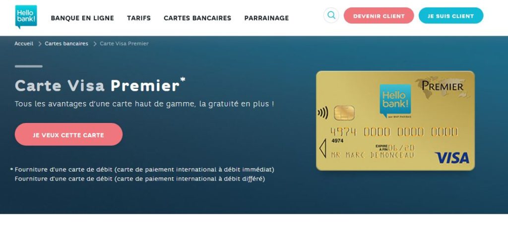 Carte bleue Gold Visa