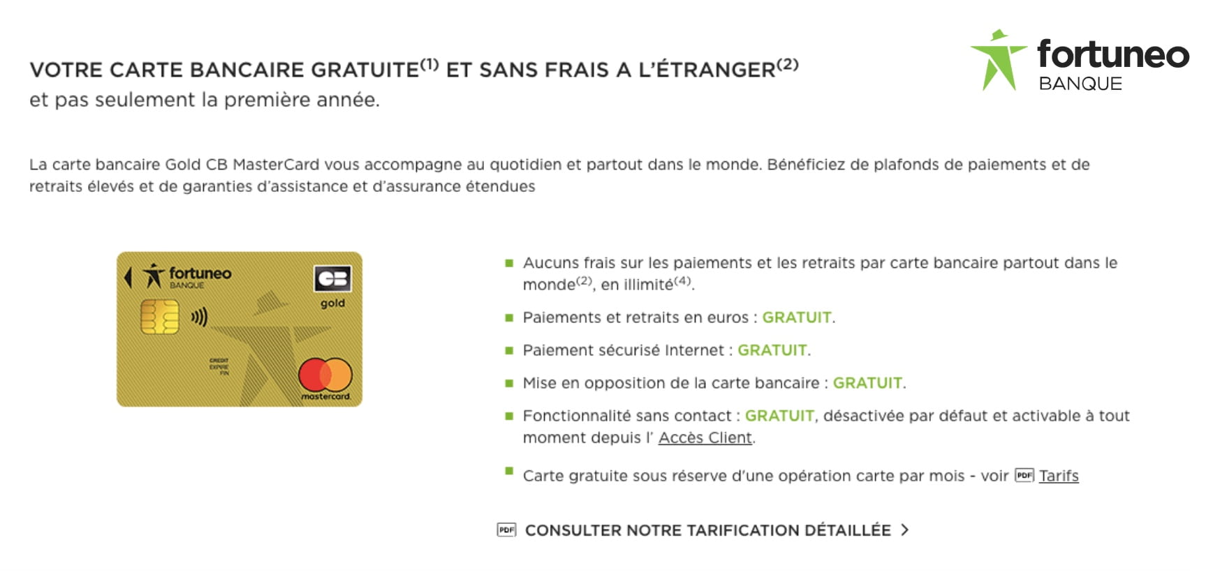 carte gold gratuite conditions