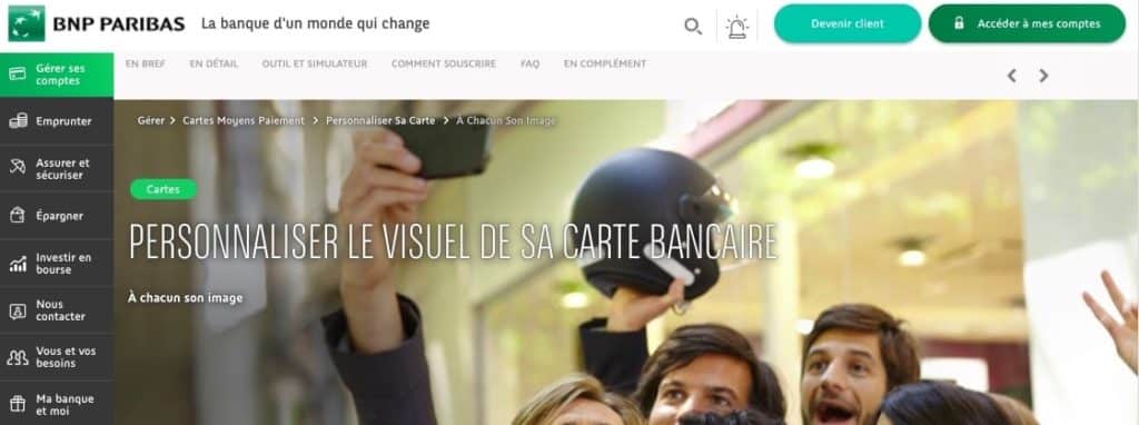 Carte bleue personnalisée BNP Paribas