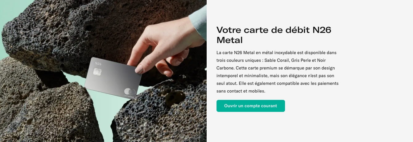 carte bancaire en métal inoxydable N26