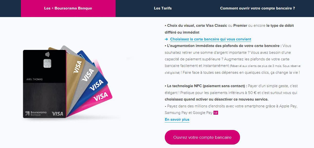 Carte Visa Ultim Boursorama paiement sans contact