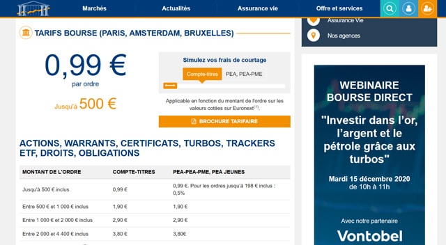 avis tarifs Bourse Direct