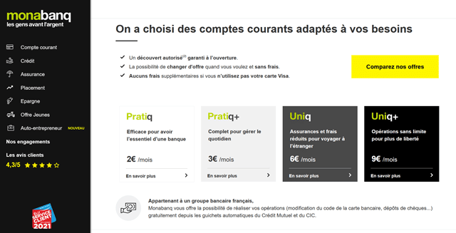 Nouvelles offres de Monabanq Pratiq et Uniq