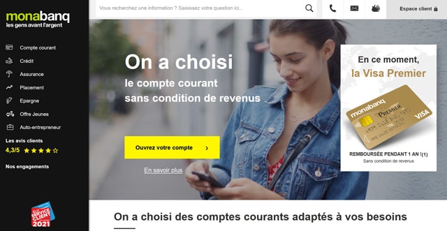 Visa Premier Monabanq sans condition de revenus