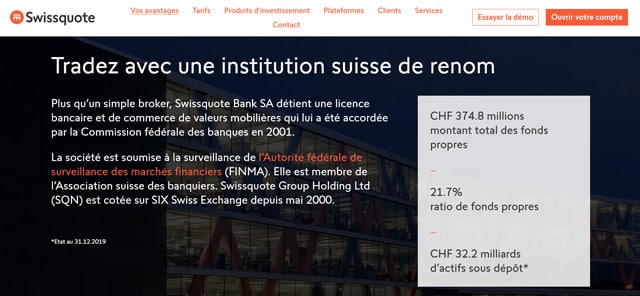 SwissQuote avis fiable