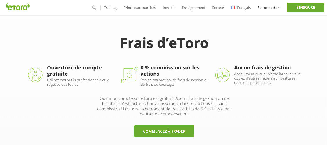 les frais d’eToro