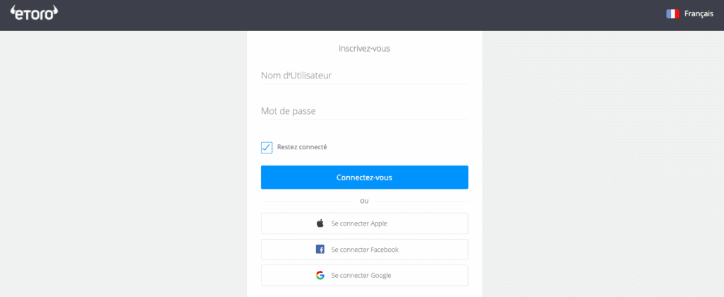 S'inscrire sur etoro