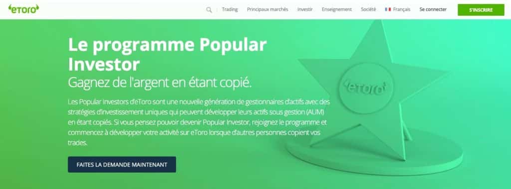 promotion eToro programme Popular Investor 