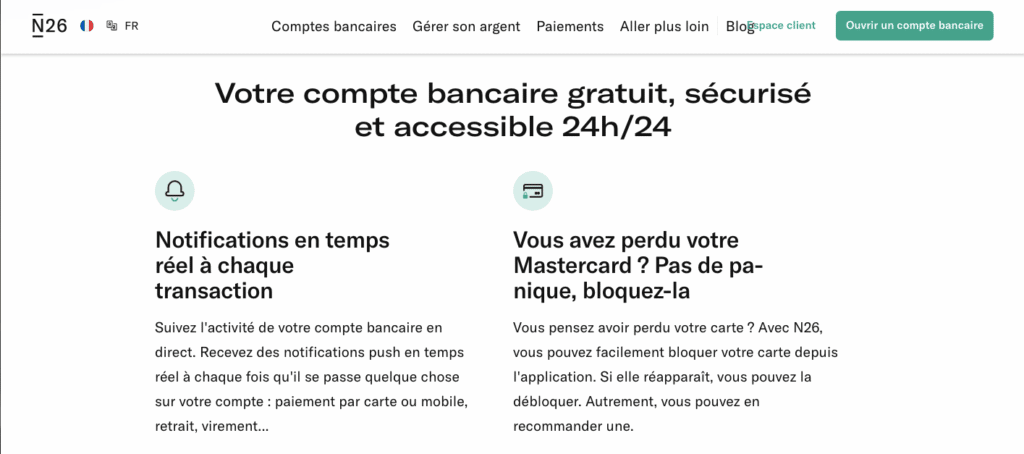 Avis N26 Standard appli mobile gestion compte