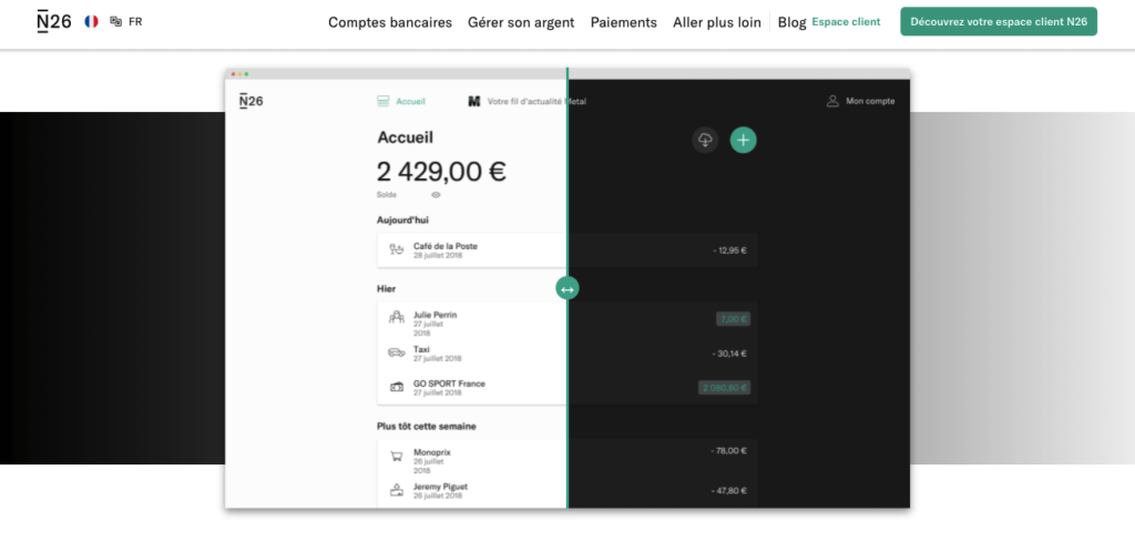 N26 mode alimentation compte