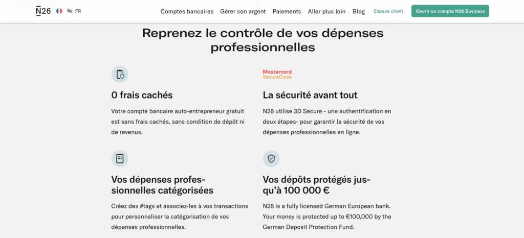 Quel avis N26 Business Standard sur la gestion de la comptabilité ?