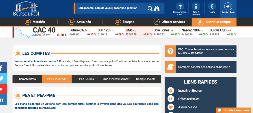 Code promo Bourse direct pea