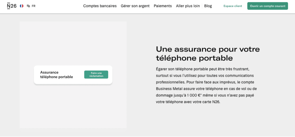 Quel avis N26 Business Metal sur l'assurance mobile ?