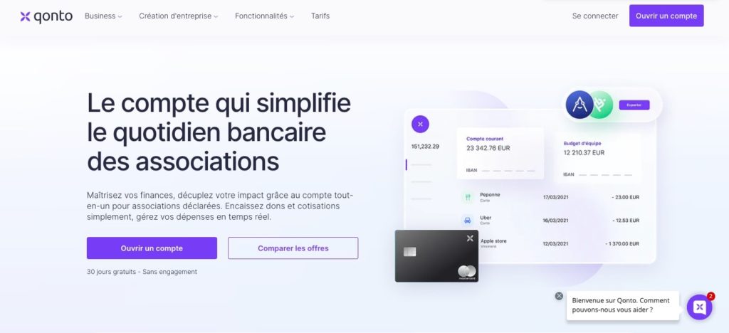 Qonto choisir compte associations