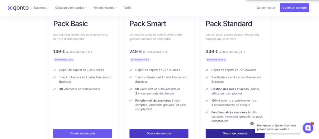 Qonto choisir compte dépôt de capital