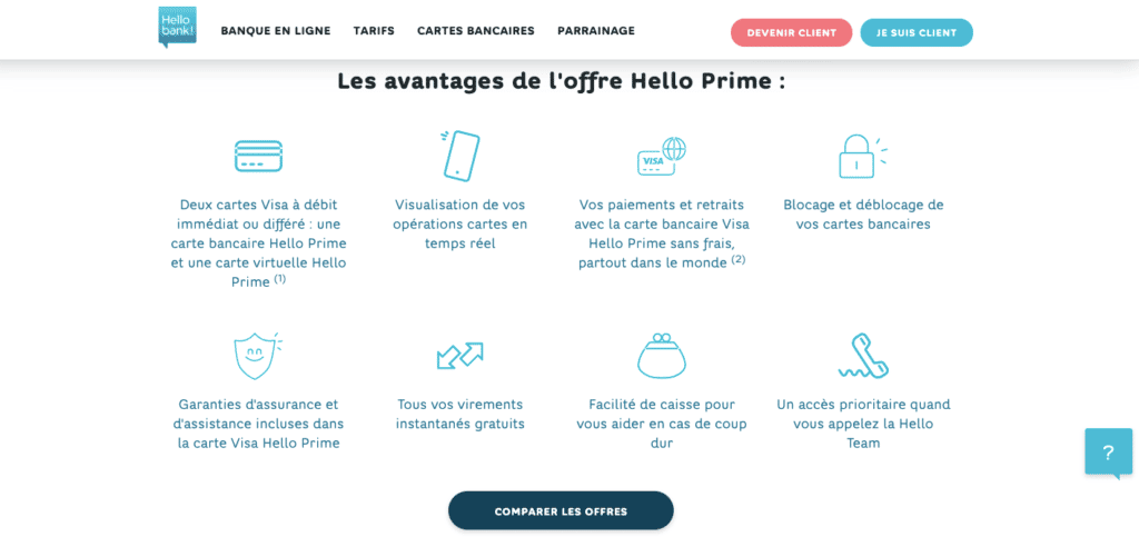 Hello bank! tarifs étranger