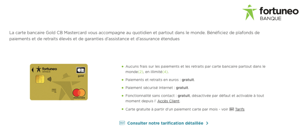 Avis Gold Mastercard Fortuneo 