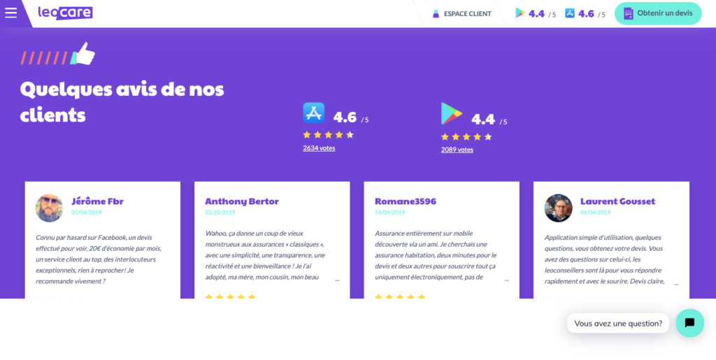 Avis clients Leocare