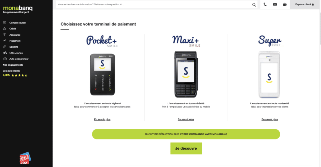 Avis Monabanq Auto Entrepreneur : le terminal de paiement