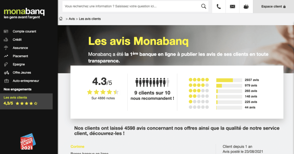 Avis clients Monabanq Pro
