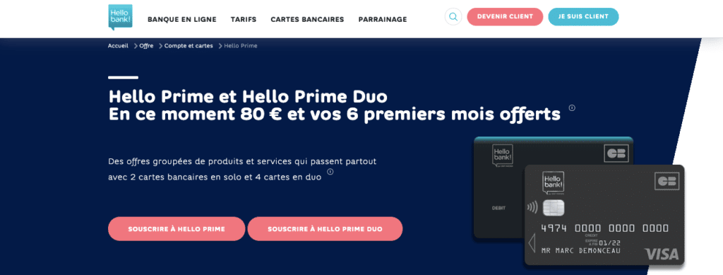 Hello prime duo compte joint en ligne