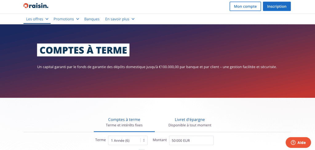 Raisin compte à terme 