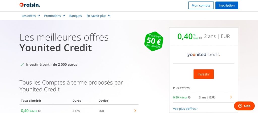 Taux progressif compte à terme