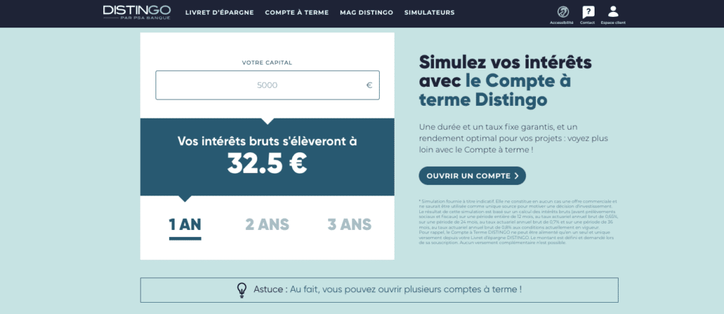 Compte à terme durée détention