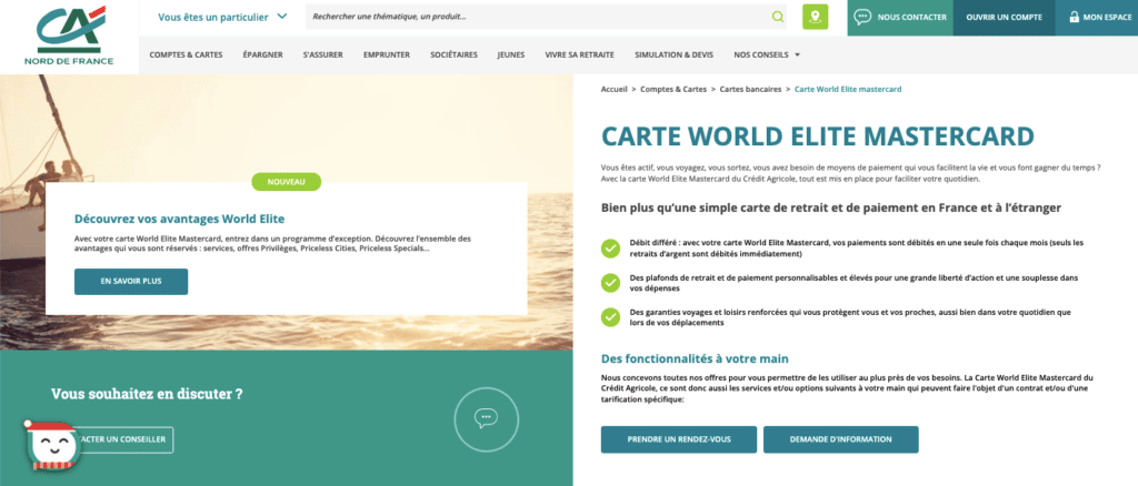 Crédit Agricole avis World Elite Mastercard