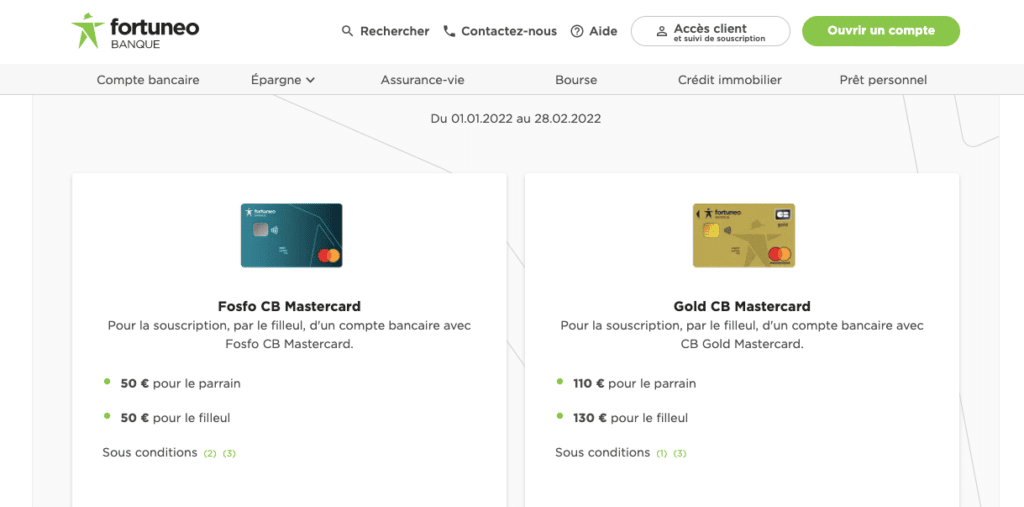 Ouvir un compte fortuneo parrainage