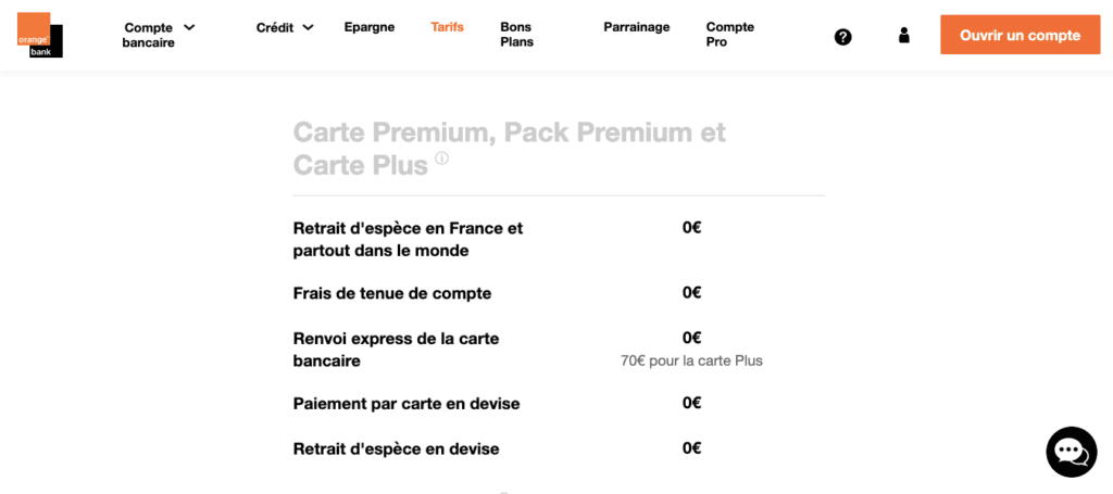 Carte Premium Orange Bank avis voyage