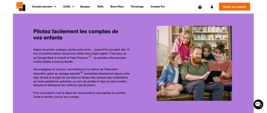 Pilotage compte enfant app orange bank avis