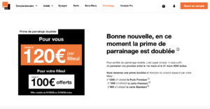 Offre parrainage 120 euros Orange Bank