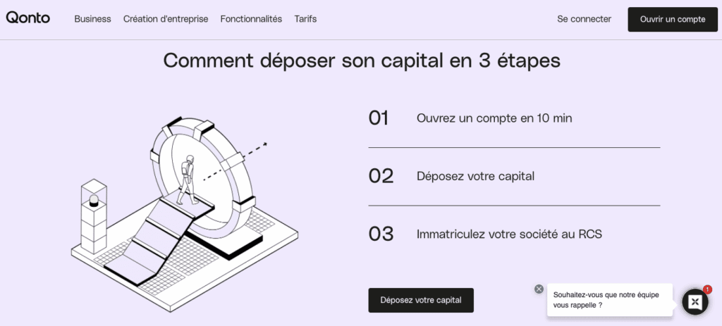 Compte professionnel avec dépôt de capital social en ligne