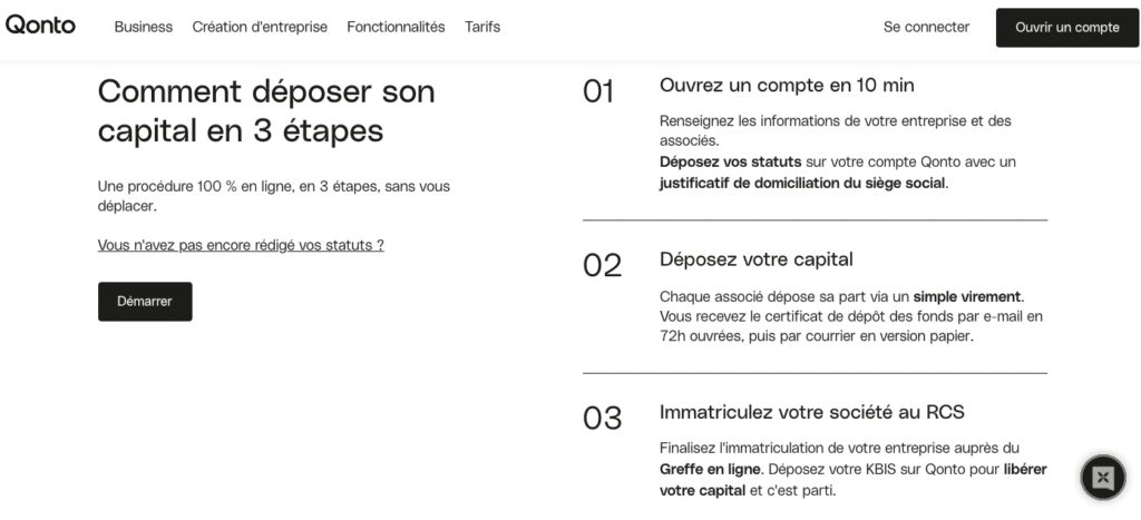 Comment déposer son capital avec un compte pro