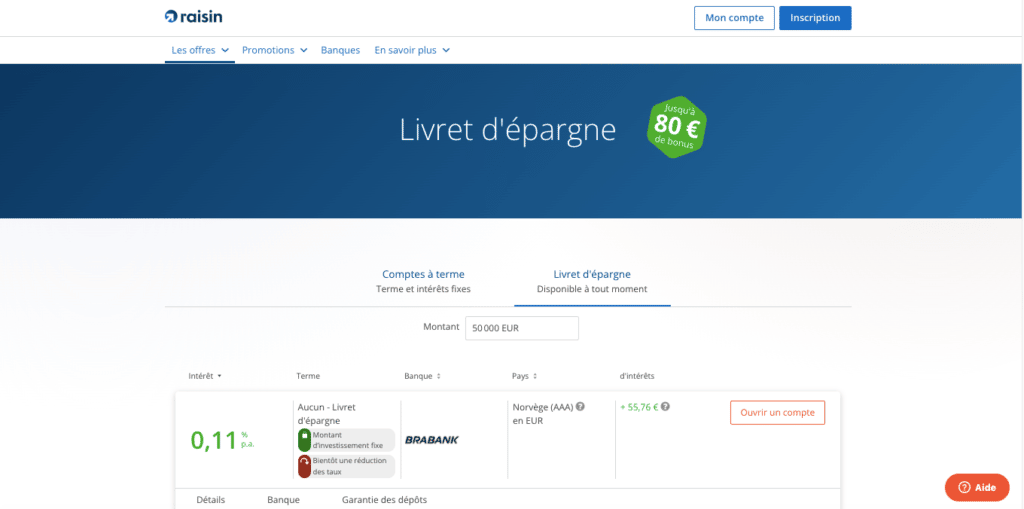 Livret d'épargne Raisin avis