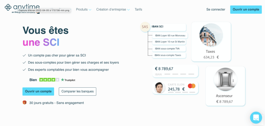 Choisir compte courant SCI