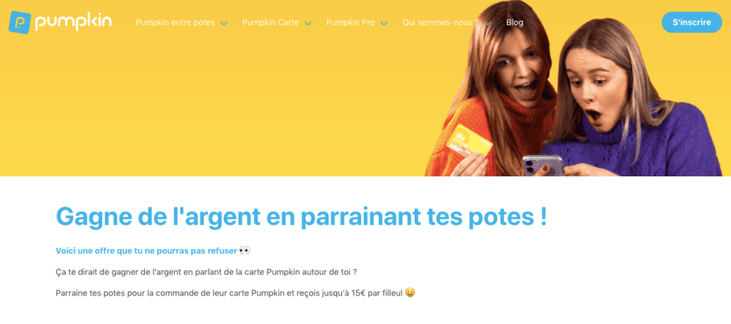 Code promo parrainage Pumpkin