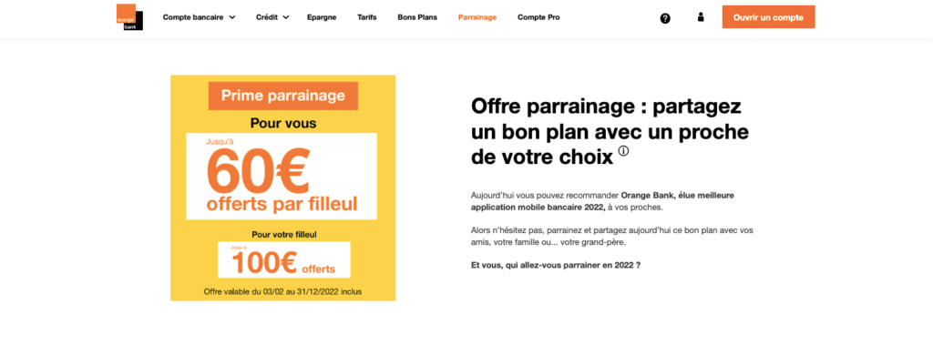 Parrainage offre Orange Bank