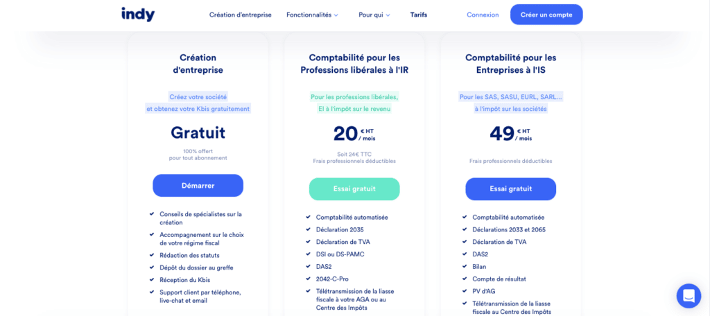 Indy avis tarifs 