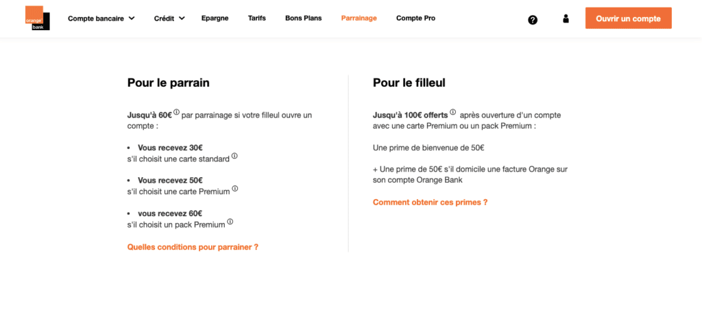 s'inscrire orange bank parrainage