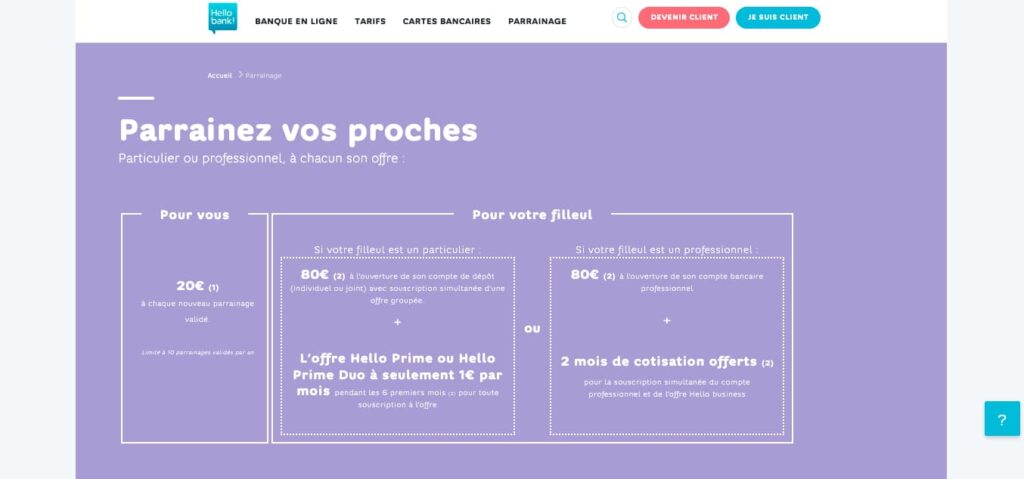 Parrainage banque en ligne
